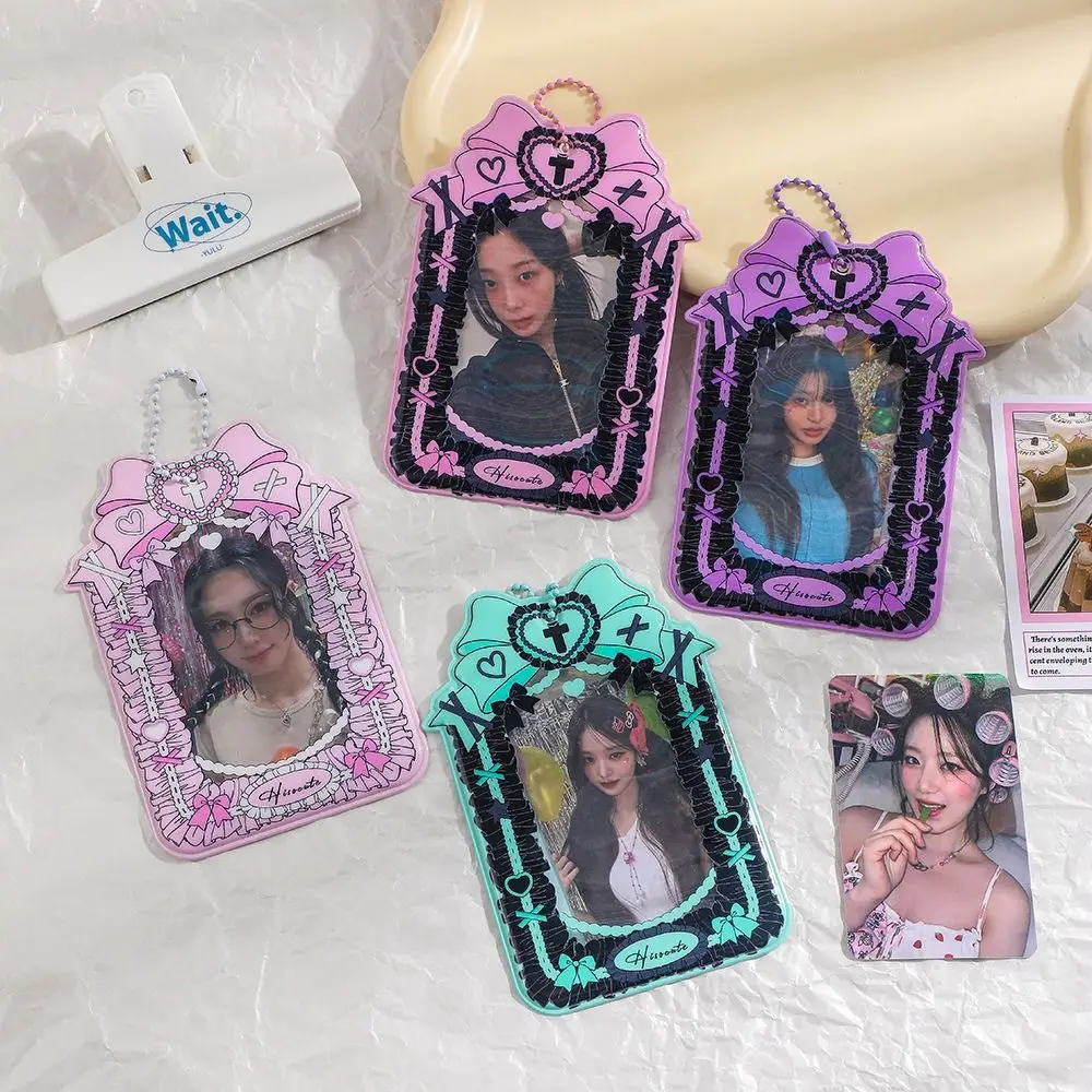 Korean Butterfly Y2k Photocard Holder Keyring INS Card Protector Sleeve Transparent 3 Inch Photo Card Cover Photo Frame