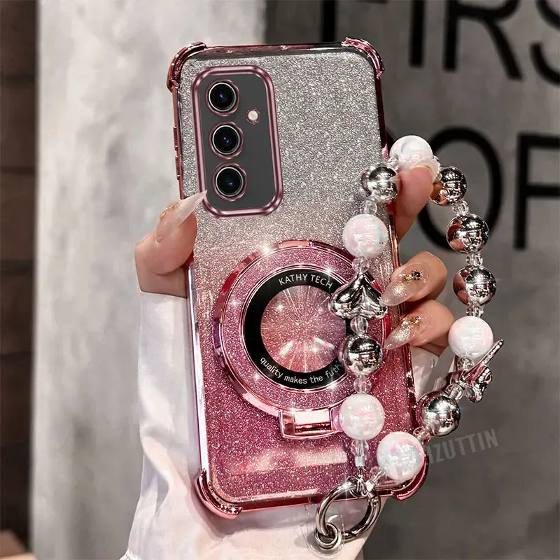 Pearl Strap Lanyard Glitter Lucky Ring Handyhalter Hülle für Samsung Galaxy S24 S20 S21 S22 S23 S25 FE Note 10 20 Plus + Ultra