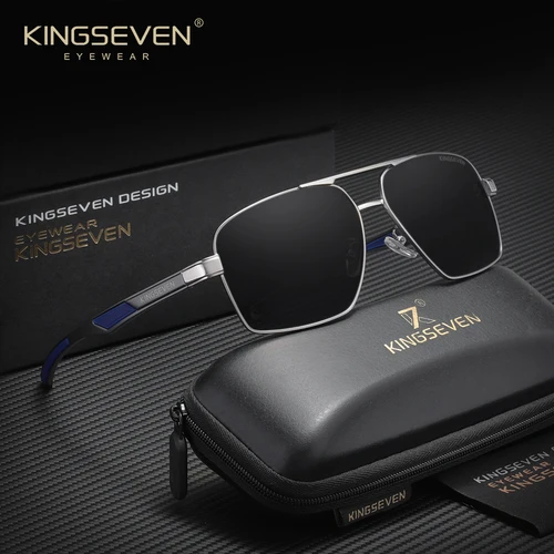 KINGSEVEN gafas de sol clásicas para hombre, montura grande cuadrada, moda Retro para hombres, gafas Vintage polarizadas UV400 para conducir al aire libre