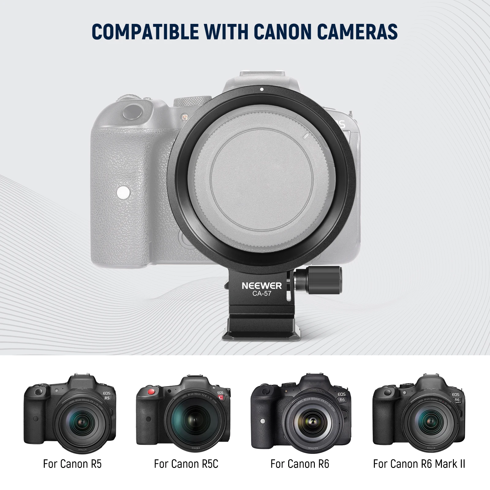 لوحة تثبيت ذات ياقة قابلة للدوران من NEEWER لكاميرا Canon EOS R5 R5C R6 Mark II، حلقة تثبيت سريعة أفقية إلى عمودية للكاميرا ثلاثية القوائم
