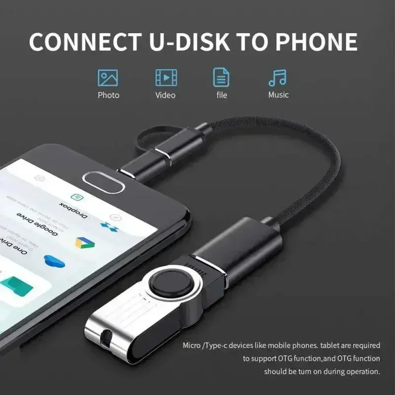 Type-C Micro USB OTG Adapter 2 IN 1 Type C Male To USB 2.0 Female Cable Adapter For Huawei Xiaomi Android Phone USB Flash Drive