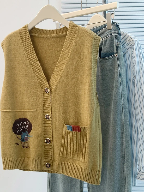 Cardigan lavorato a maglia V-Ne da donna Svel Top Casual Maglione a strati Gilet Vestibilità ampia Versatile Taglia piccola Autunno 2025 Nuovo Sle