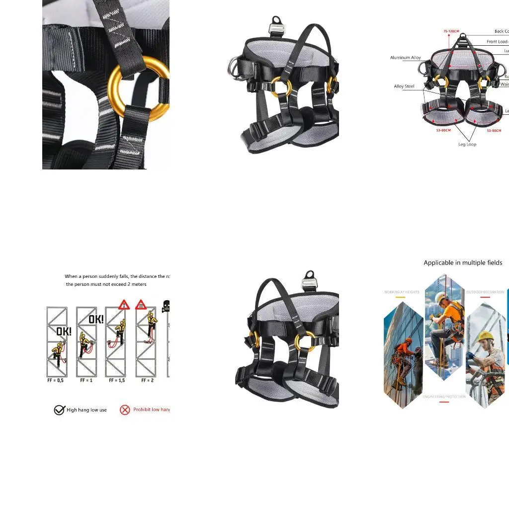 Waist-and-Leg Safety Belt for Work at Height with Separate Adjustments, Multiple Attachment Sites, Padded Contact D2RC