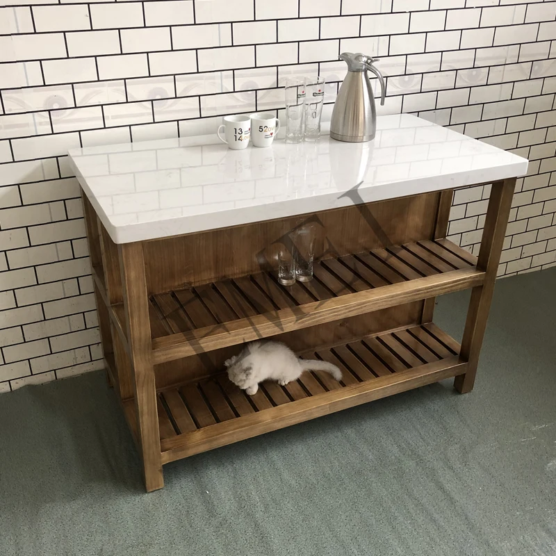 Kitchen island, separate solid wood movable dining table, bar, household cooking table, operation table, cupboard, dining table