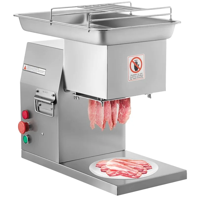 

BestEquip Commercial Meat Cutter Machine 1100 LB/H 3mm Stainless Steel with Pulley 600W Electric Food Cutting Slicer