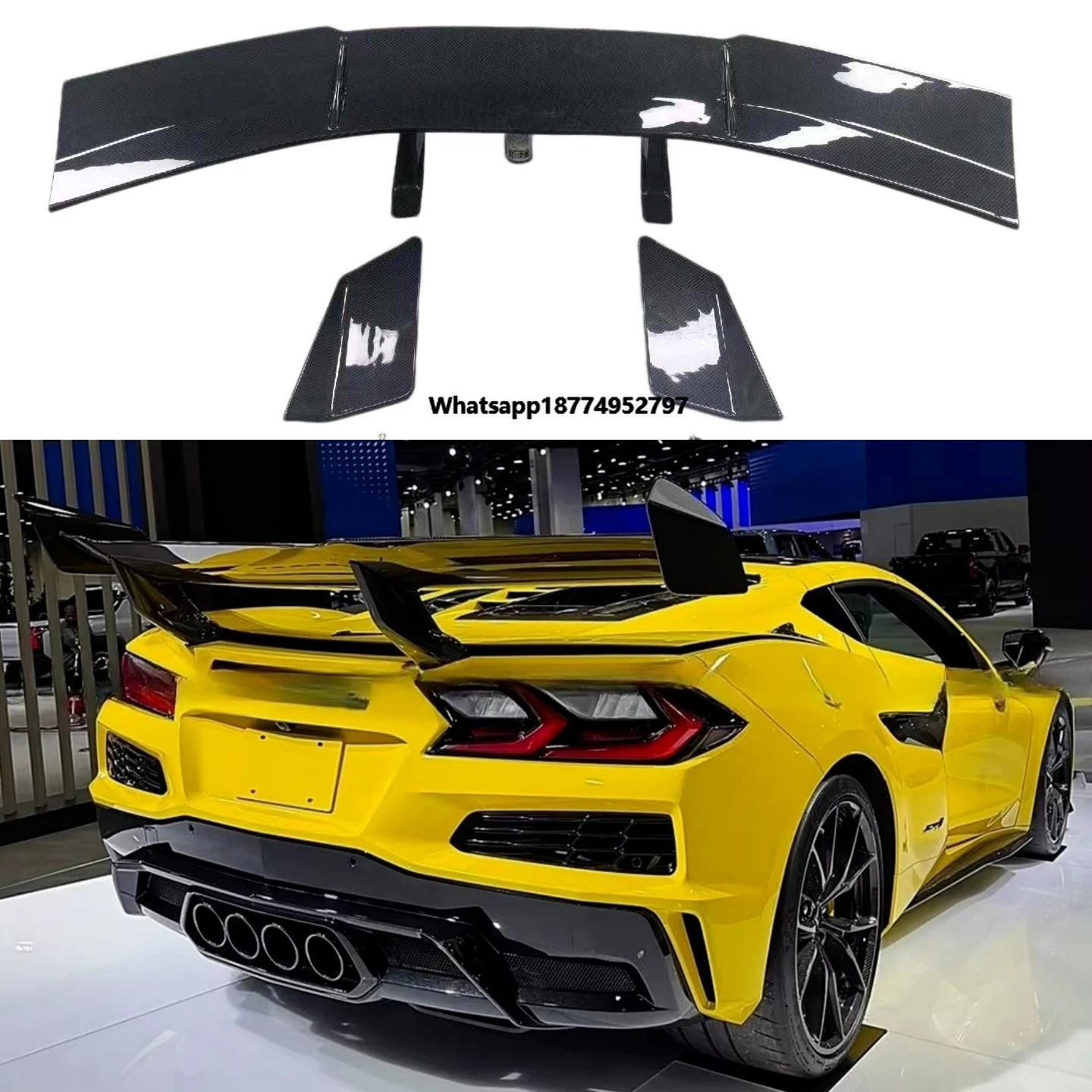 C8 ZR1 Style Wing for  Corvette C8 Z06 to ZR1 Style Dry Carbon Fiber Spoiler High Wing High Quality