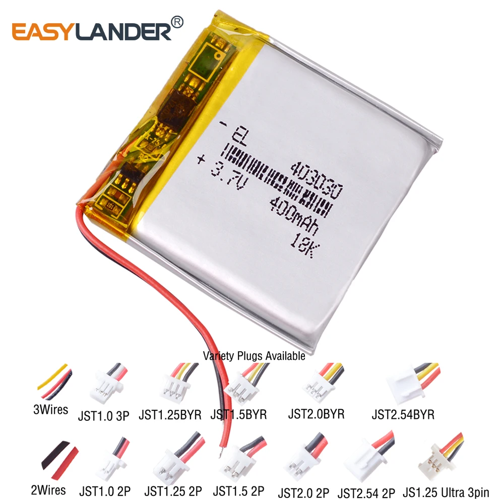 403030 3.7V 400mAh Rechargeable Lithium Lipo Li-ion Polymer Battery
