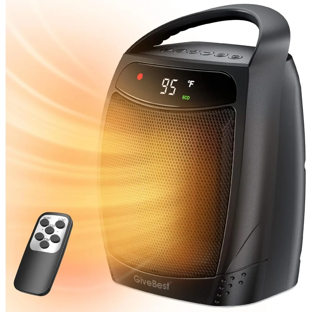 Portable Electric Heaters for Indoor Use 1500W   Space Heater with Remote Thermostat Quiet Safe Small Heaters 12H Timer