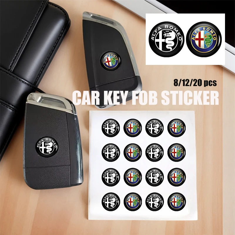 Para Alfa Romeo 15mm pegatinas de llave remota de coche insignia de puerta de coche emblema accesorios de coche 159 Giulietta 156 147 Giulia Mito GT Stelvio