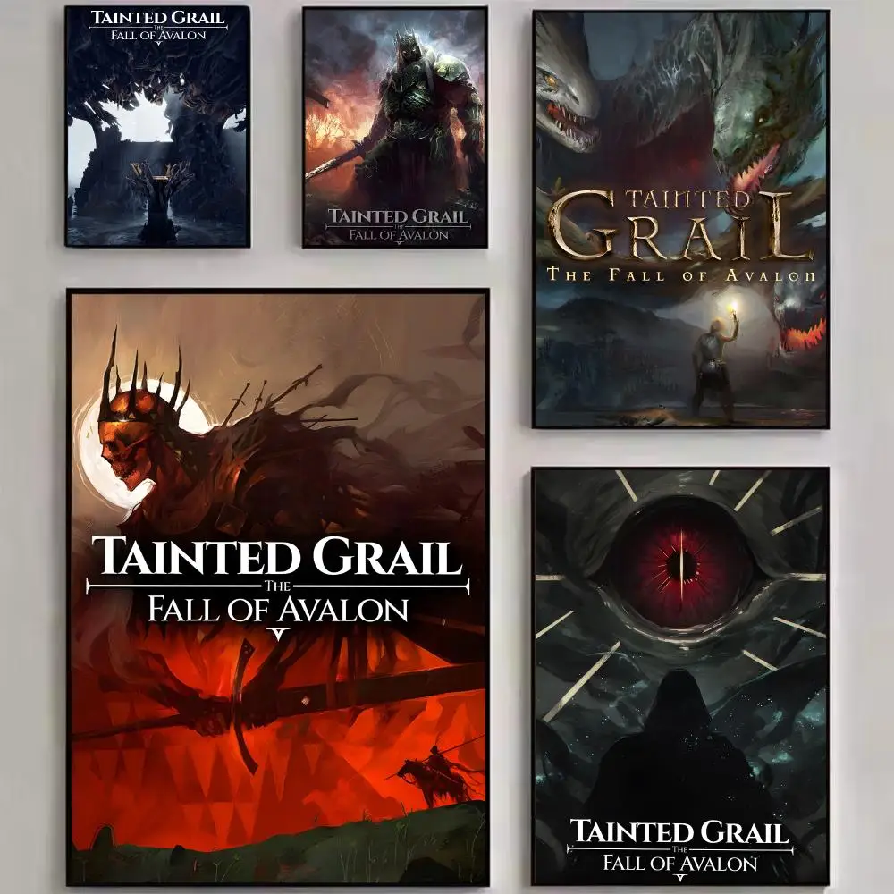 Game T-Tainted Grail TheFallof Avalon Poster Stylized Art Textured Canvas Mural For Bedroom Living Room Interior Wall Decoration