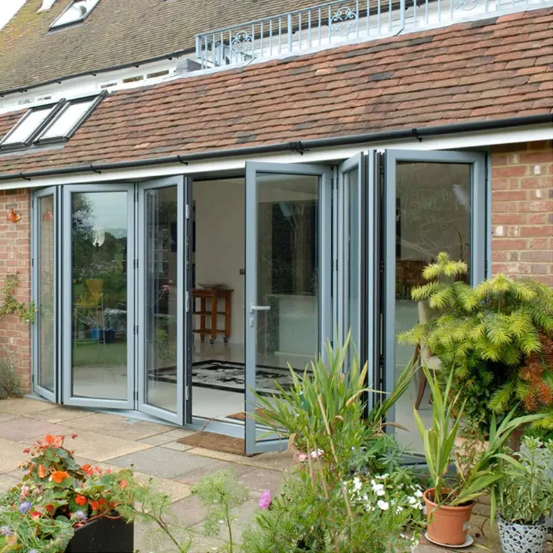 Hihaus Villen Aluminium Glasdach Luxus doppelt verglaste Falte Bifold Terrasse Glastür