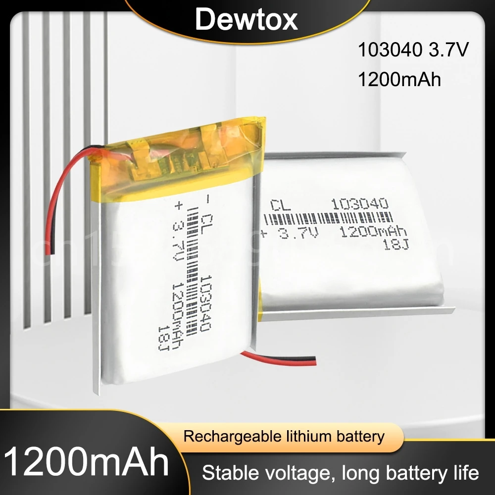 Rechargeable 1200mAh Li-Po Battery 103040 Li-ion Lipo Cells Lithium Li-Po Polymer Battery for MP3 MP4 DVD GPS Bluetooth Headset