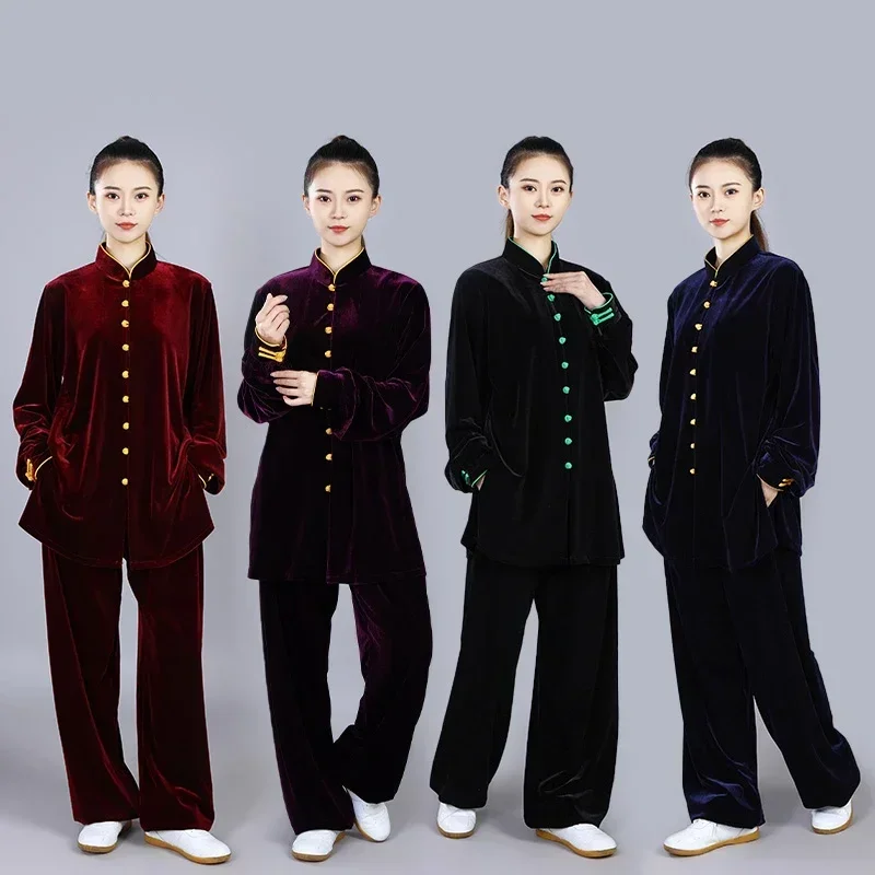 Winter Velvet Tai Chi Uniform Warm Kung Fu Clothing Martial Arts Clothes Thick Wushu Performance  for Men for Women
