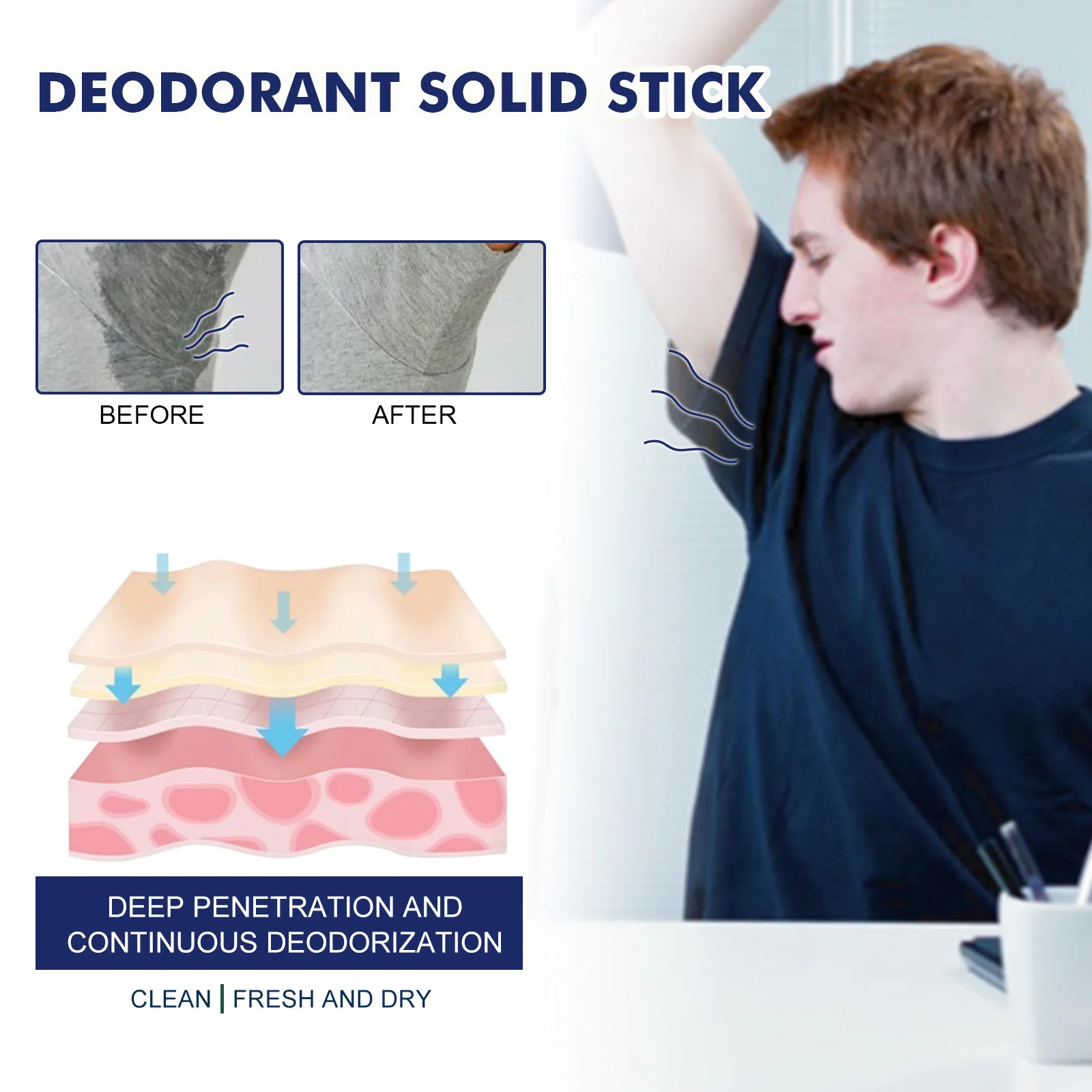 Deodorant for Men Antiperspirant Stick Reduce Underarm Sweating Armpit Odor Remover Portable Underarms Dry Body Deodorant Stick