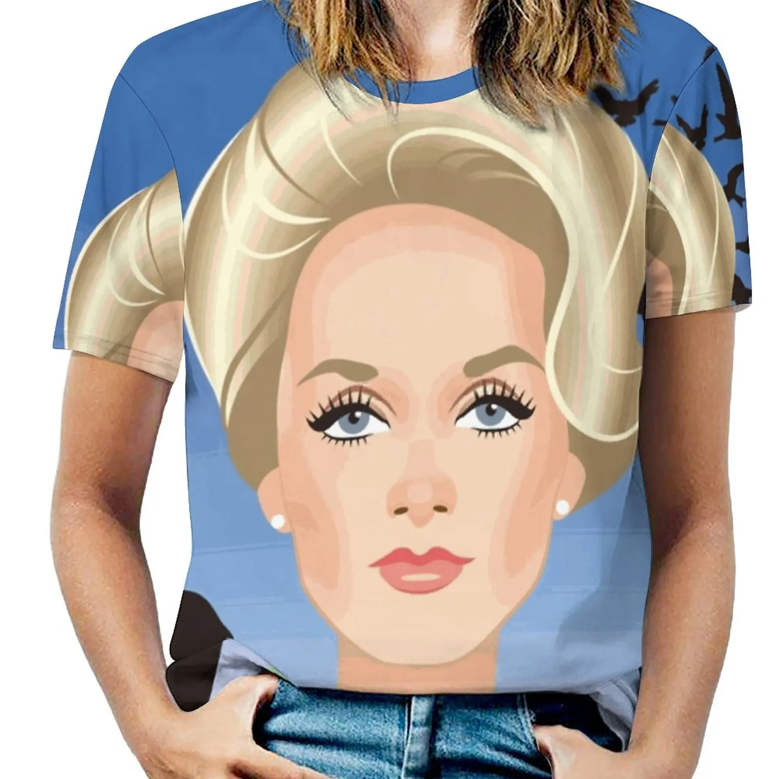 

Tippi Women T-Shirt Crewneck Casual Short Sleeve Tops Summer Tees Tippi Hedren The Birds Alfred Hitchcock Thriller Classic