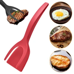 2 In 1 Egg Flipper Tongs Non Stick Frying Steak Pancake Tongs Multifunctional Toast Omelet Clip for Home Kitchen Cooking