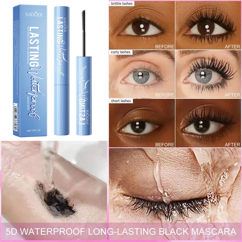 5D Waterproof Mascara Lengthening Eyelashes Women\'s Make-up Waterproof Mascara Black Silk Fibre Mascara Korean Cosmetics New