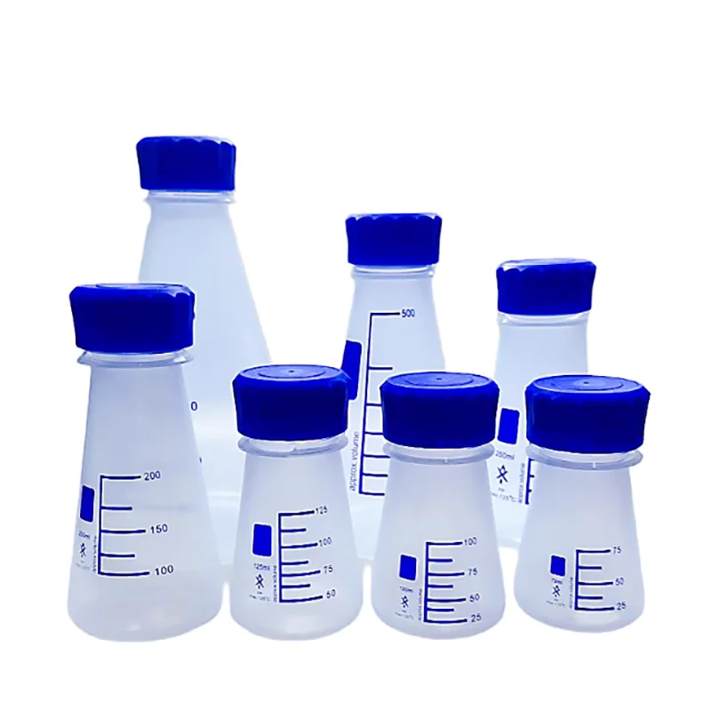 

GL45 screw-hole plastic triangle flask wide-mouth shake bottle with cap PP conical bottle plastic triangle 250ml500ml1000ml