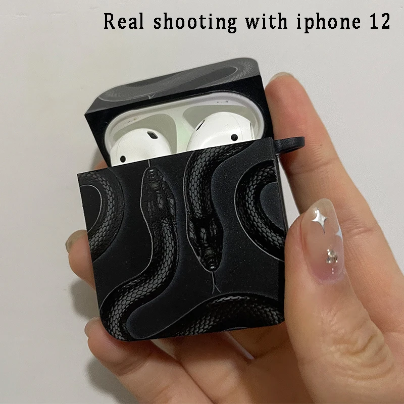 Étui noir or serpent Apple Style Ins pour AirPods Pro2 3 2 1 Pro, boîte d\'écouteurs Bluetooth sans fil, couverture à la mode