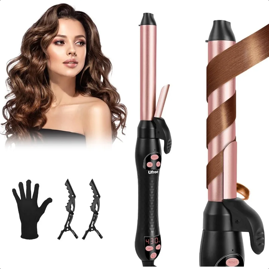 

Automatic Rotating Curling Iron 1 Inch Ceramic Barrel Curling Wand for Medium to Long Hair Beach Waves SelfSpinning Hair Curler