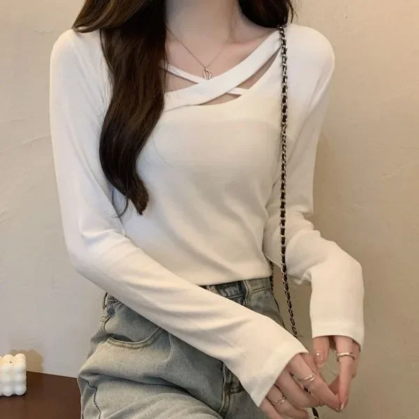 Women's Long Sleeve T-shirt Design Sensibility Unique Special Base Layer Top For Early Autumn