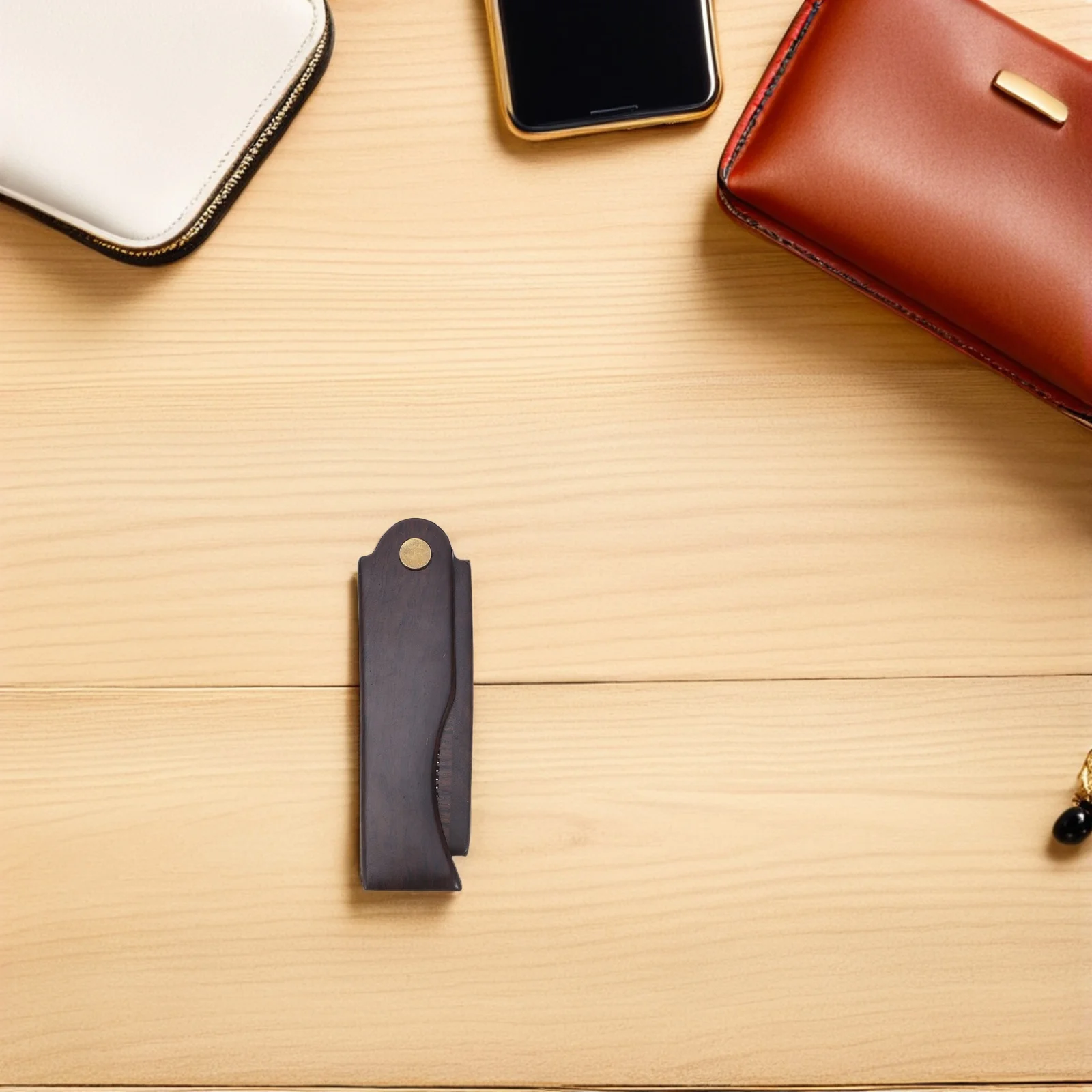 

Natural Ebony Wood Folding Pocket Comb Men Antistatic Fine Tooth Beard Mustache Grooming Travel Styling Hair Care Tool