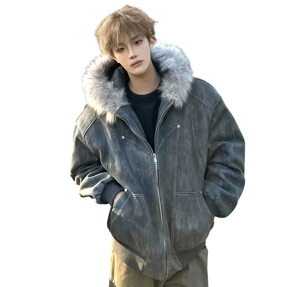 

Casual Daily Grey Tie-dye Cardigan Comfortable Hooded Winter Jacket Down Jackets Streetwear Outerwear Casual Daily