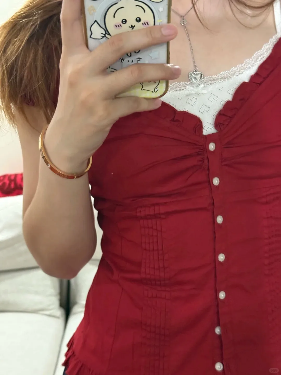 

Красная футболка, блузка, женская однобортная футболка с рюшами и v-образным вырезом, летняя милая винтажная тонкая рубашка с пышными рукавами Y2K