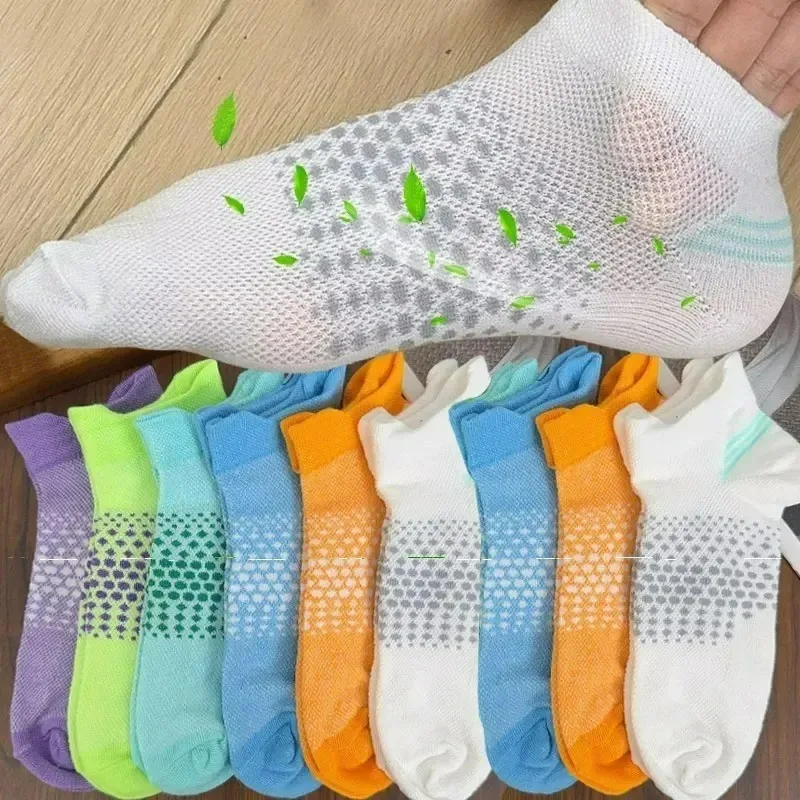 1/10Pairs Comfortable Breathable Sport Ankle Sock Sweat Absorbing Proof Low Cut Solid Color Running Socks for Outdoor Activities