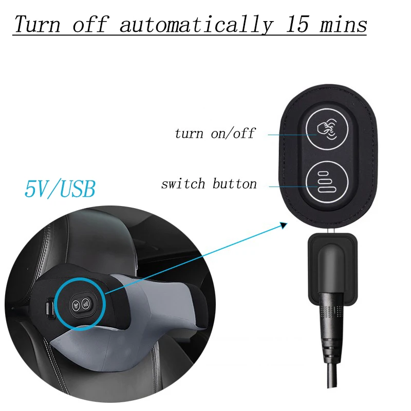 5V/USB Massage Car Seat Headrest Pillow Back Lumbar Support Universal Car Interior Pillows Auto Neck Support Cushion Accesorios