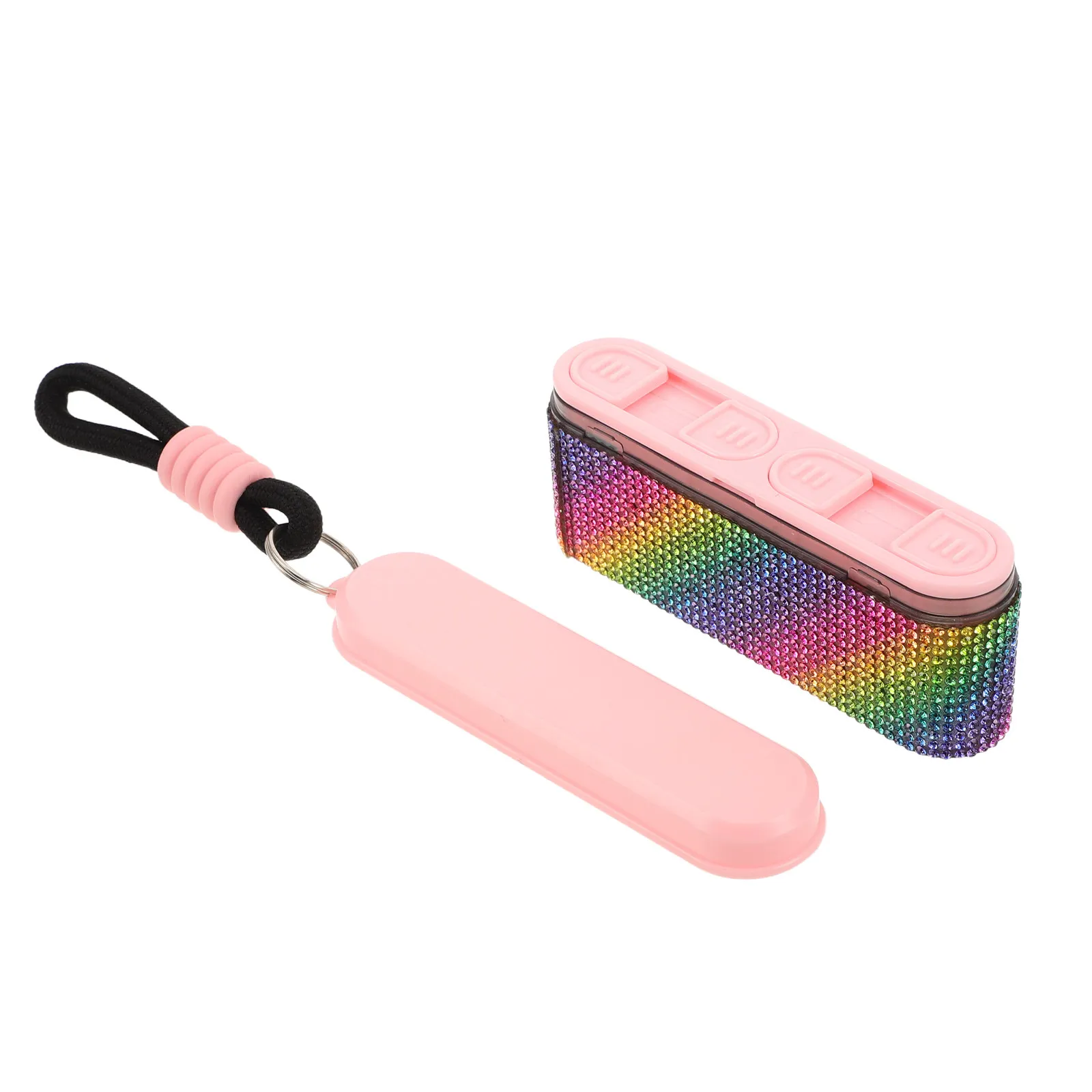Pill Travel Case Keychain 4 Grids Portable Pill Organizer Keyring for Purse Compact Medicine Dispenser Bottle Travel Outdoor