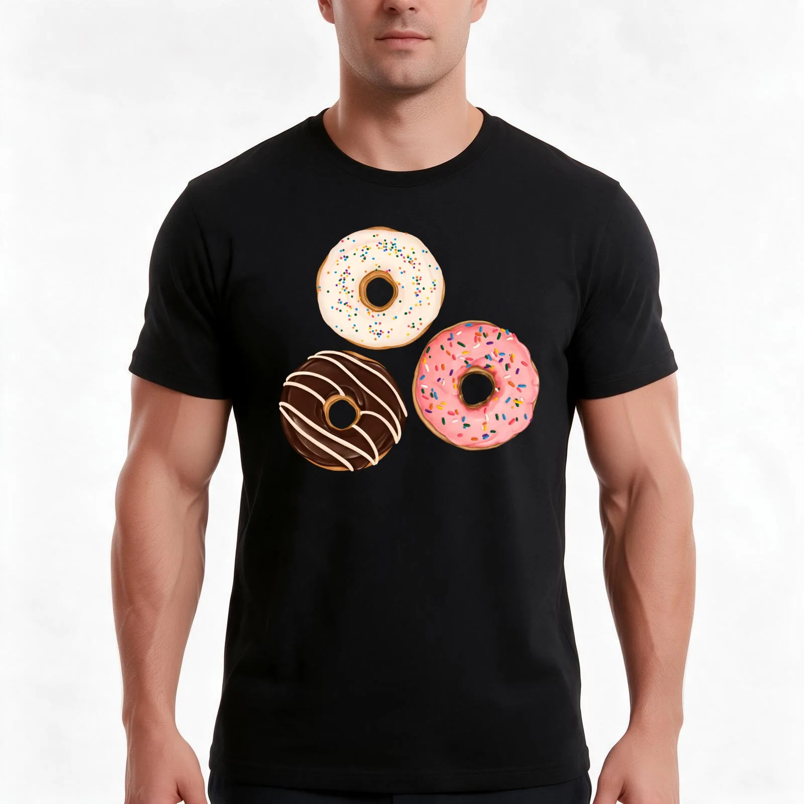 Assorted Donuts - Chocolate Glaze Strawberry Sprinkle Vanilla Funfetti T-Shirt Summer Casual Cotton Tee Unisex Men Women