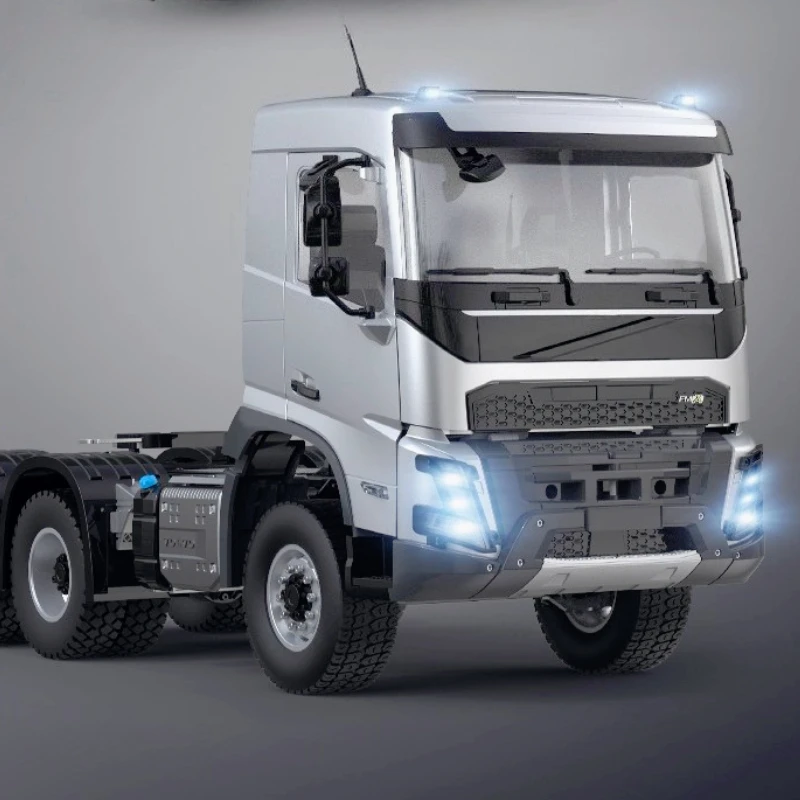 Dubbele E 1/14 6x4 RC Tractor E013-001 Simulatie RC Trailer Model met Verlichtingssysteem Metalen Versnellingsbak RC Auto Model Speelgoed