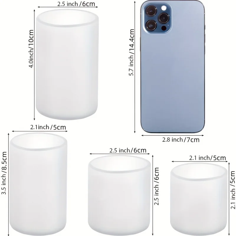 4pcs/Set，Cylindrical Candle Molds for Candle Making、4Inch、3Inch and 2Inch Silicone Candle Mold、DIY Column Epoxy Resin Casting Mo
