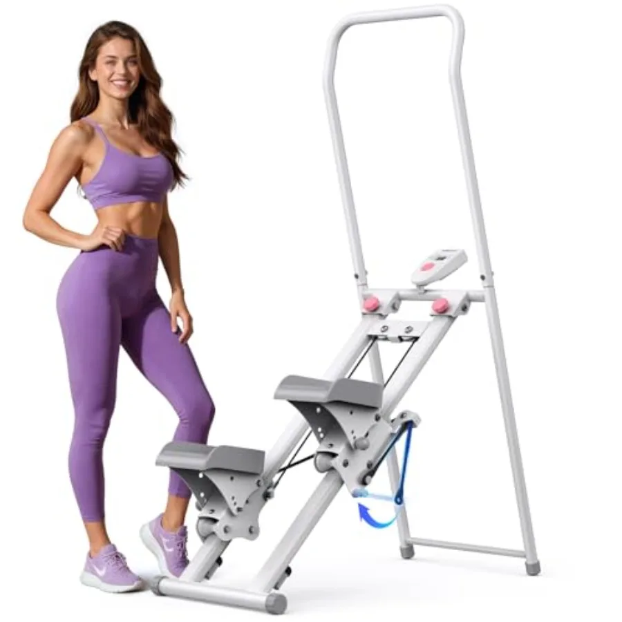 

Home Gym Stair Stepper for Full-Body Workout Compact Folding Design with Extended Step Range Adjustable Handlebar and Pedal Dur
