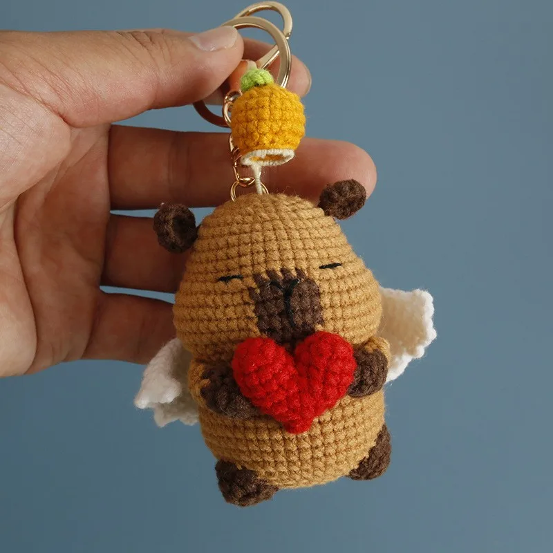 

Knitted Capybara Doll Series Crochet Keychains Handmaking Crochet Cartoon Capybara Doll Keychain Funny Animal Doll Keyrings New
