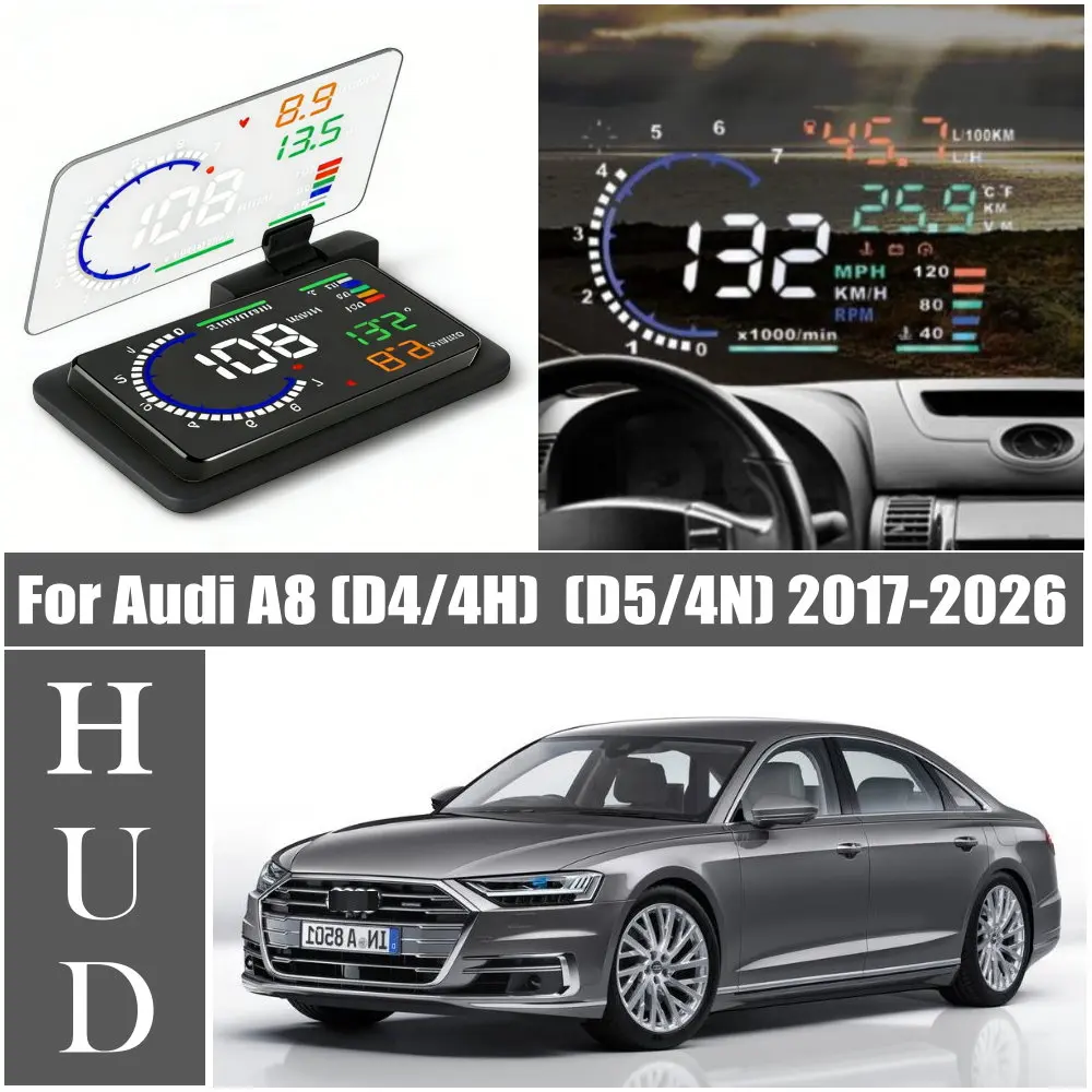 Car HUD Head Up Display LED Windshield Projection For Audi A8 (D4/4H) 2009-2017 A8 (D5/4N) 2017-2026