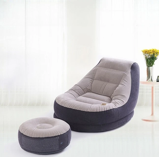 

68564 Inflatable Ultra Lounge Chair with Ottoman & Cupholder – Plush Flocked Sofa for Indoor/Outdoor, 220lb Capacity