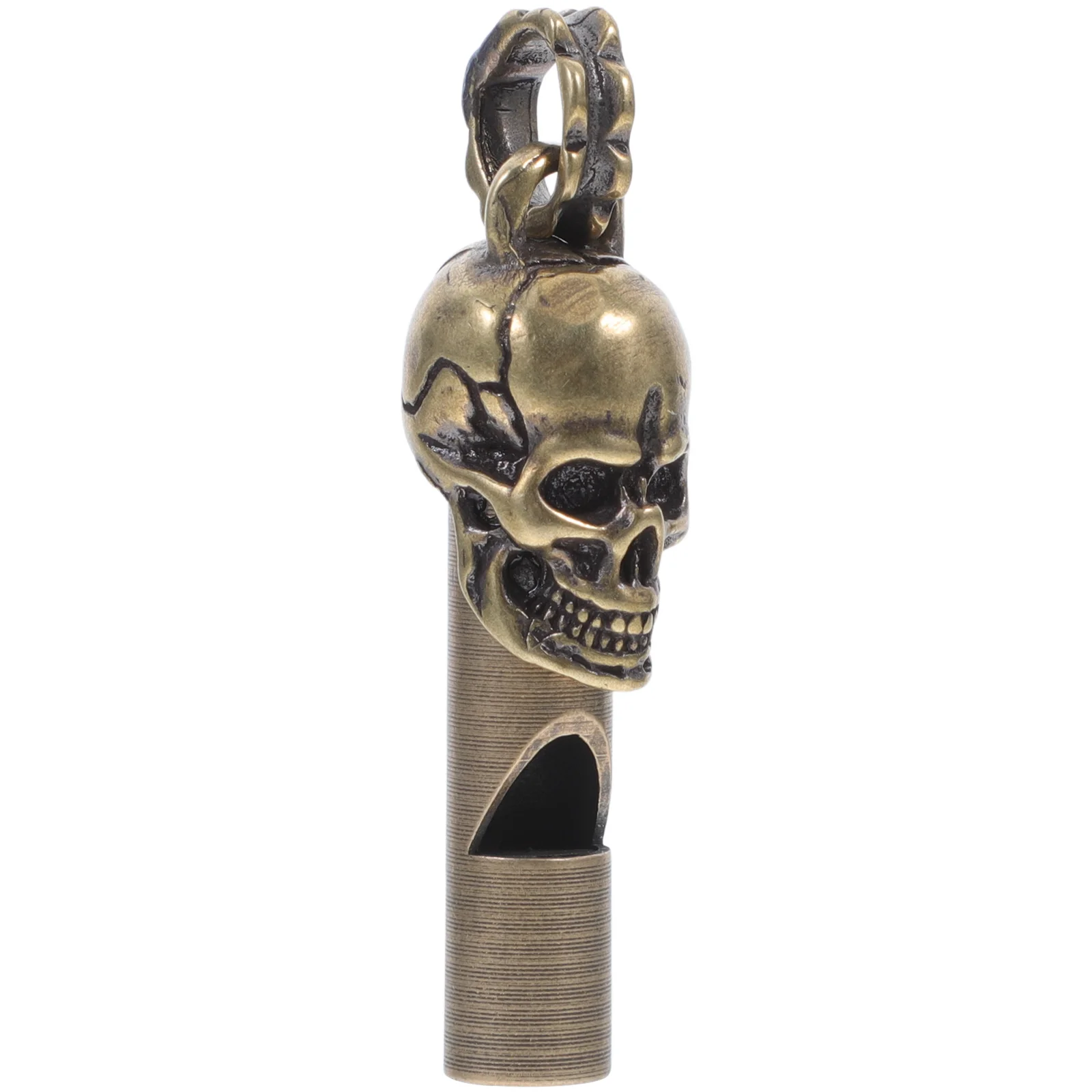 Skull Head Whistle Premium Copper Durable Spooky Design Emergency Safety Whistle Creative Party Decor Jewelry Accessory