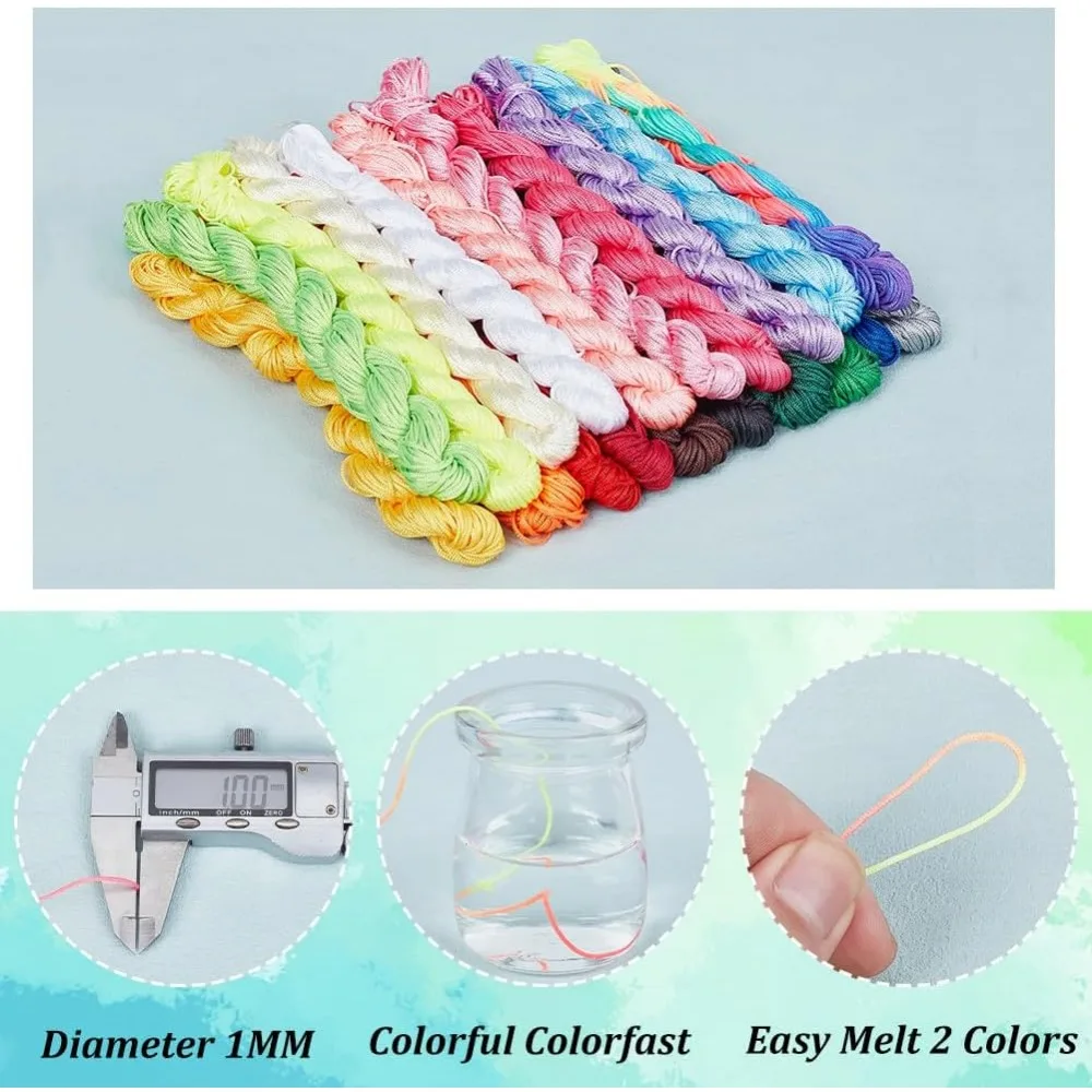 480 Yard 1mm Nylon String Chinese Knotting Cord 20 Colors Nylon Thread Kumihimo Macrame Thread Braided Beading String Cord