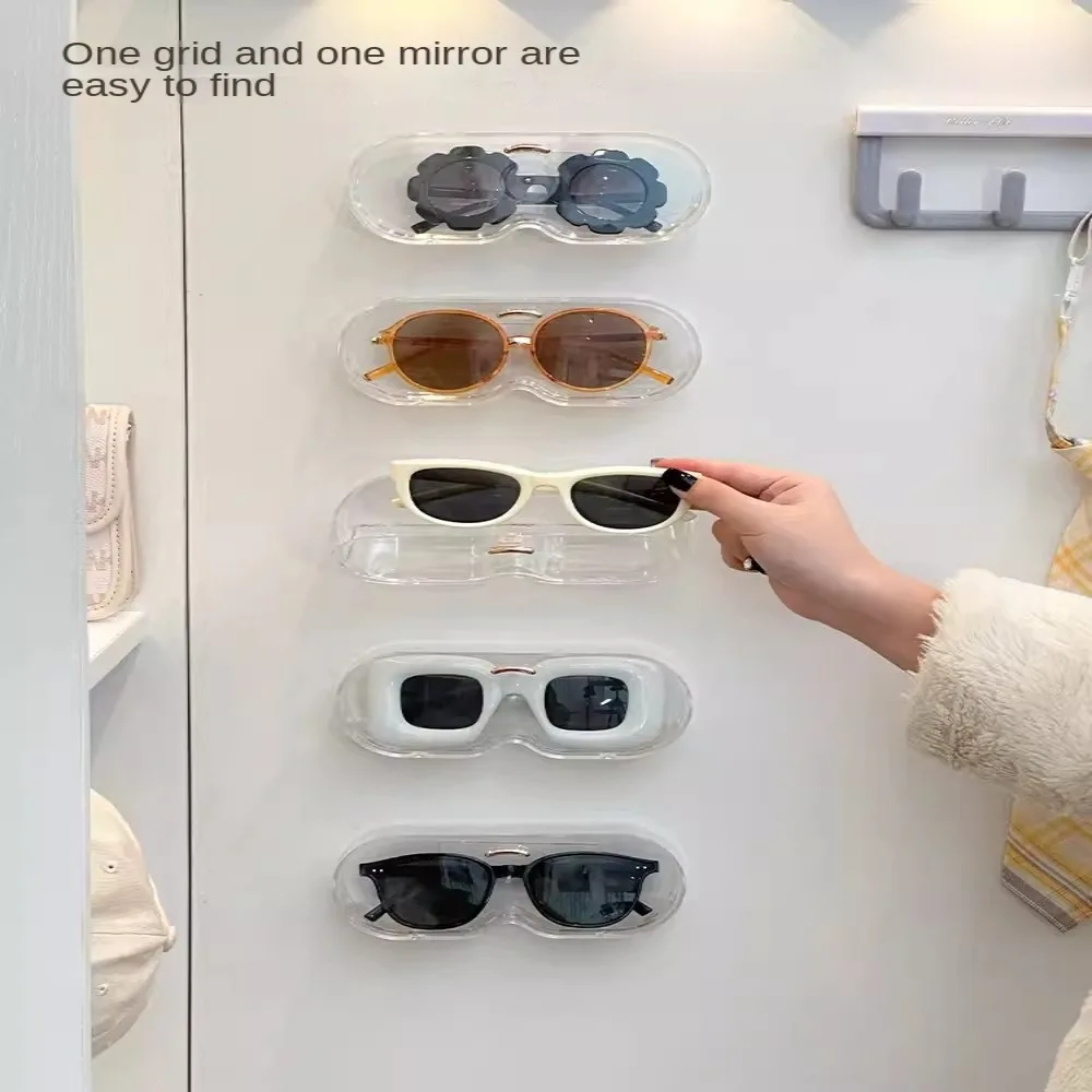 Punch-free Sun-glasses Display Holder Wall Mounted Home Tidying Glass Showcase Wardrobe Decoration Portable Glasses Storage Rack