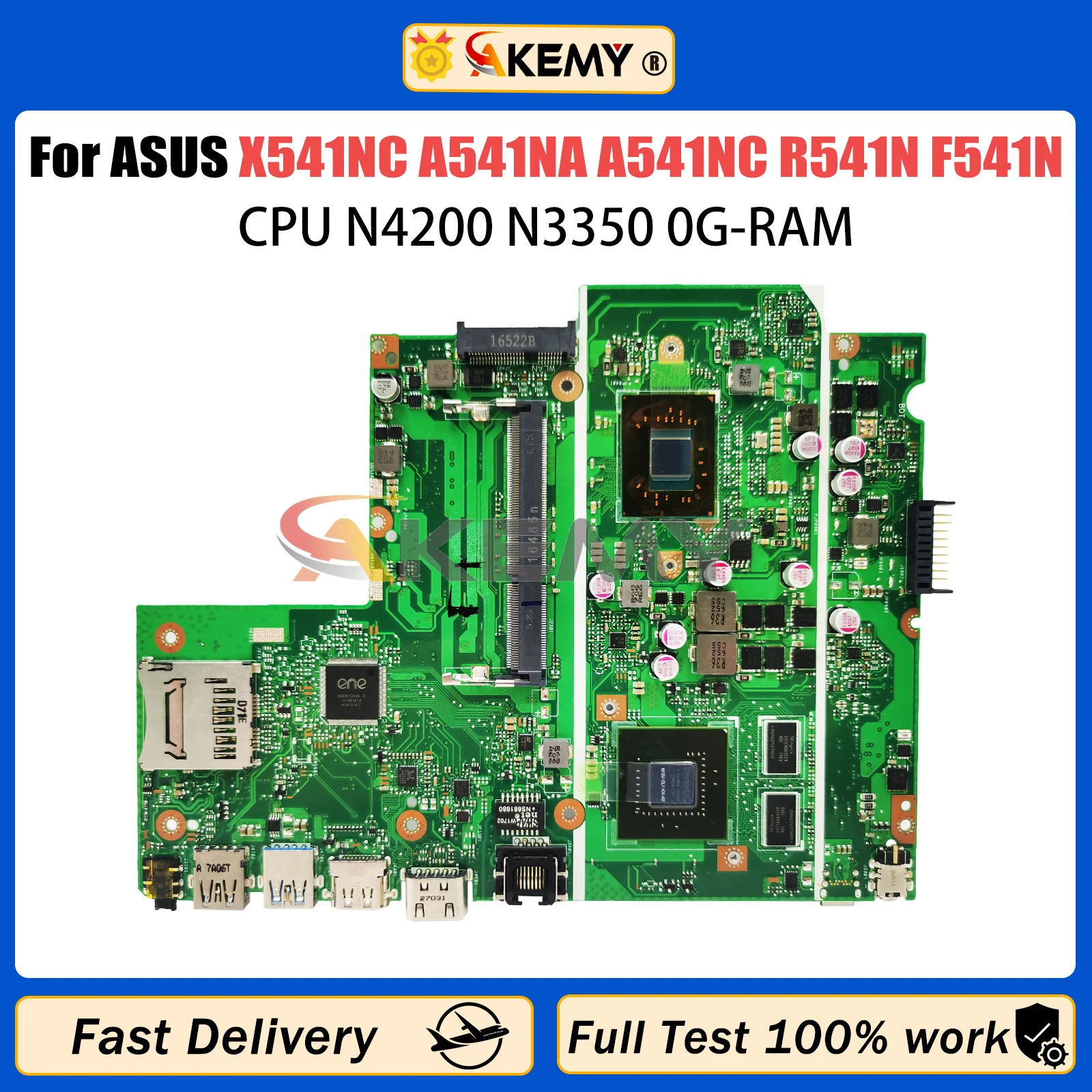 Akemy เมนบอร์ดโน้ตบุ๊ค X541NC สำหรับ Asus X541N A541NA A541NC R541N F541N เมนบอร์ดแล็ปท็อป N3350 N4200 GT810M ทดสอบ100%