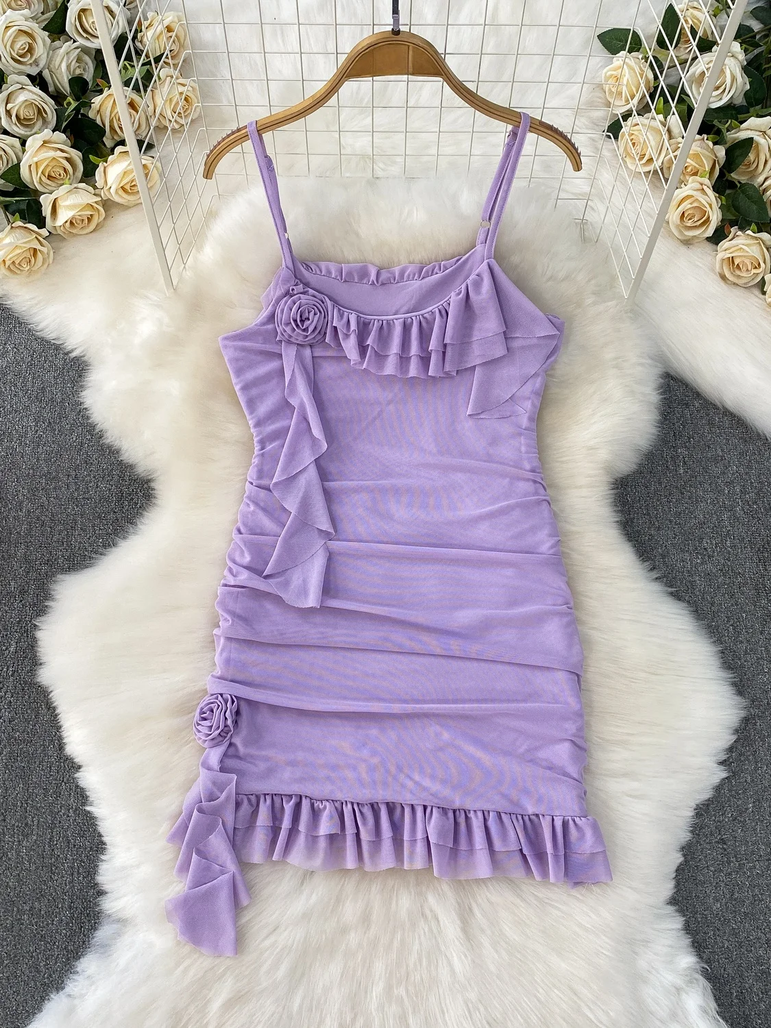 Pure Desire – t-shirt à fleurs dimensionnelles pour femmes, Design Sexy, Strapl Dr, taille plissée, amincissante, jupe ort en dentelle, été