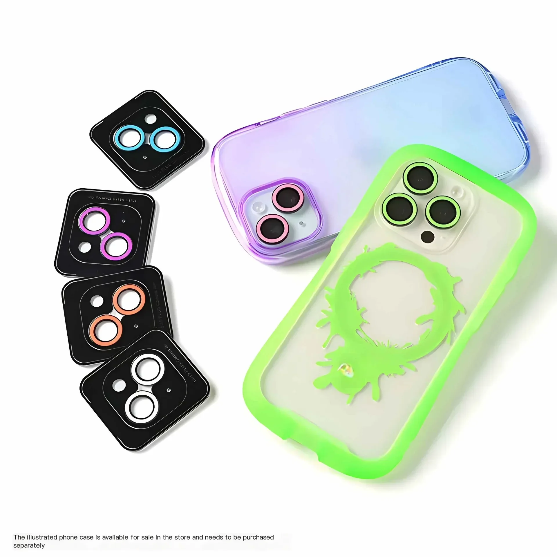 2-3 قطعة لون فريد المبهر Noctilucent حامي الكاميرا الحال بالنسبة آيفون 14 12 15 11 13 برو ماكس عدسة غطاء الكاميرا الزجاجية