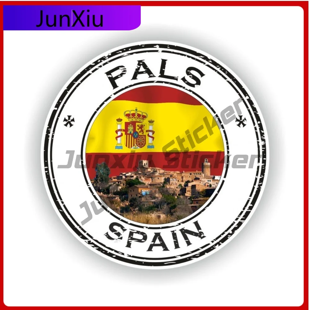 Pals Spain Espana Seal Sticker Round Flag Decorative Vinyl Decal Waterproof for SUV Bodywork Guitar Motorcycle Helmet Pickup