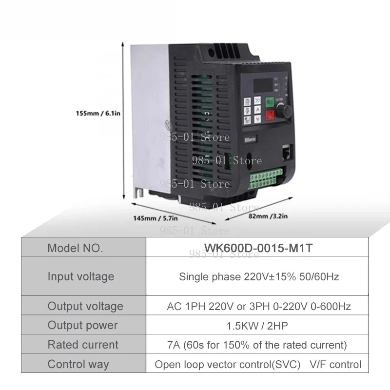 Single Output 220V Motor Speed Control VFD Frequency Inverter 1 Phase Input 2.2KW 50/60Hz