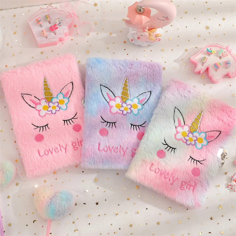 3pcs/lot Kawaii Unicorn Plush Notebook A5 Cute Portable Note Book Diary Planner Stationery gift School Supplies