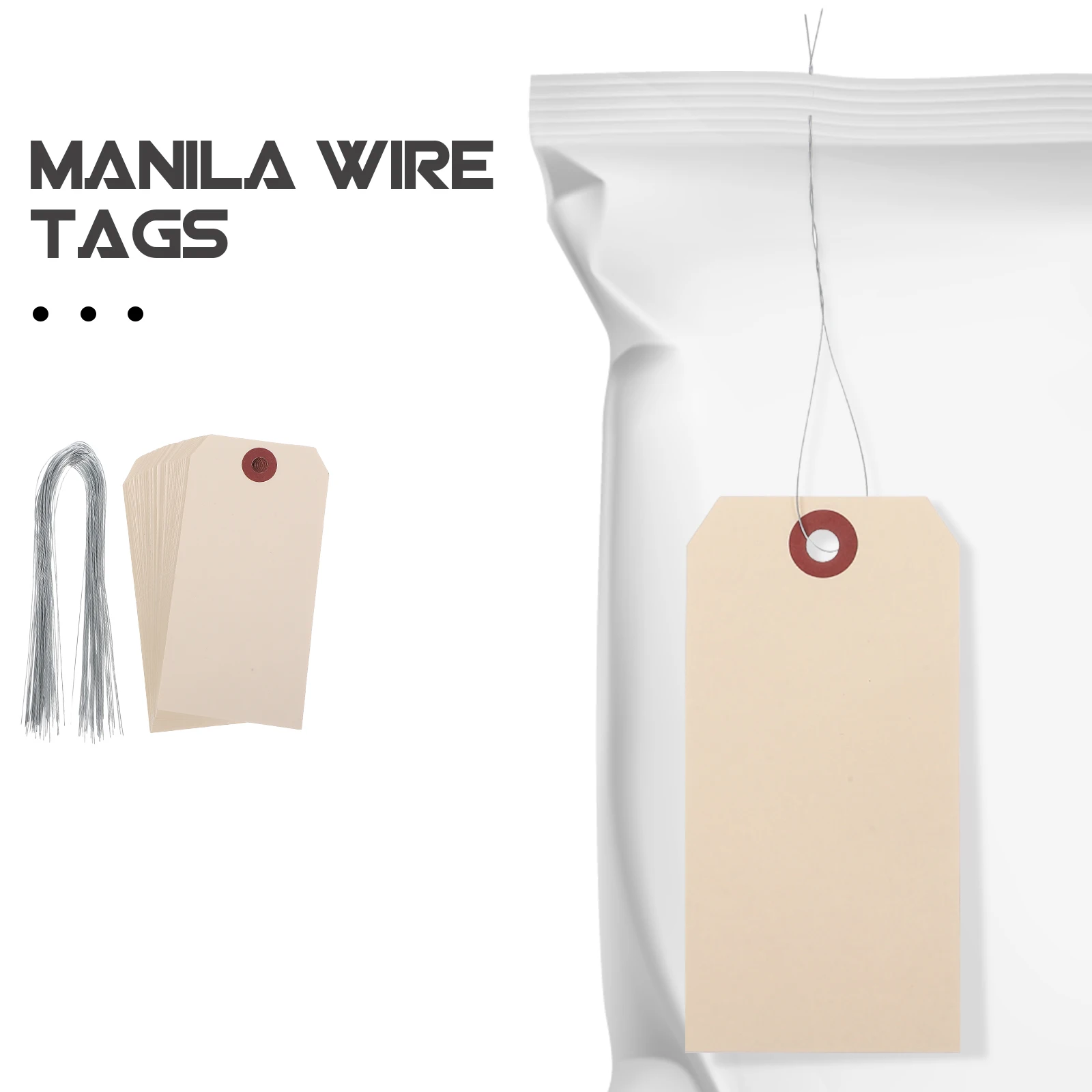 50pcs Manila Wire Tags Shipping Packaging Labels Durable Safe Material Blank Sturdy Practical Not Easy to Deform