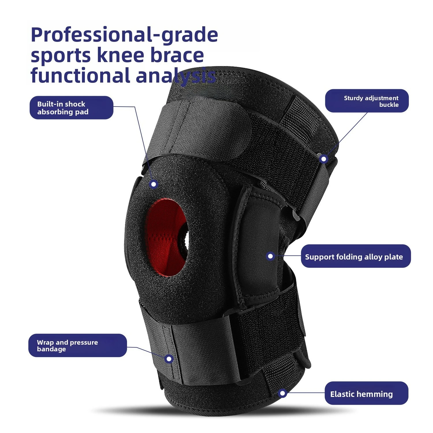 منصات الركبة الرياضية الخارجية الجديدة سبائك الألومنيوم دعم سيليكون امتصاص الصدمات حماية الركبة حزام معزز عالمي