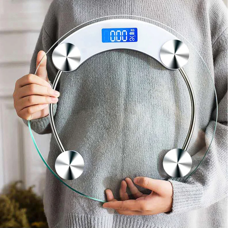 Round Shape Digital Body Weight Scale High-Definition LCD Display Bathroom Scale Floor Electronic Scales Precision 0.2-180KG